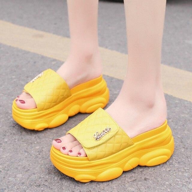 High Slippers Women Open Toe Sandals Summer Soft Slipper Indoor Outdoor Beach Shoes Comfort Platform Sandals Open Toe Leather Slippers Lightweight Flip Flops Shoes For Summer
