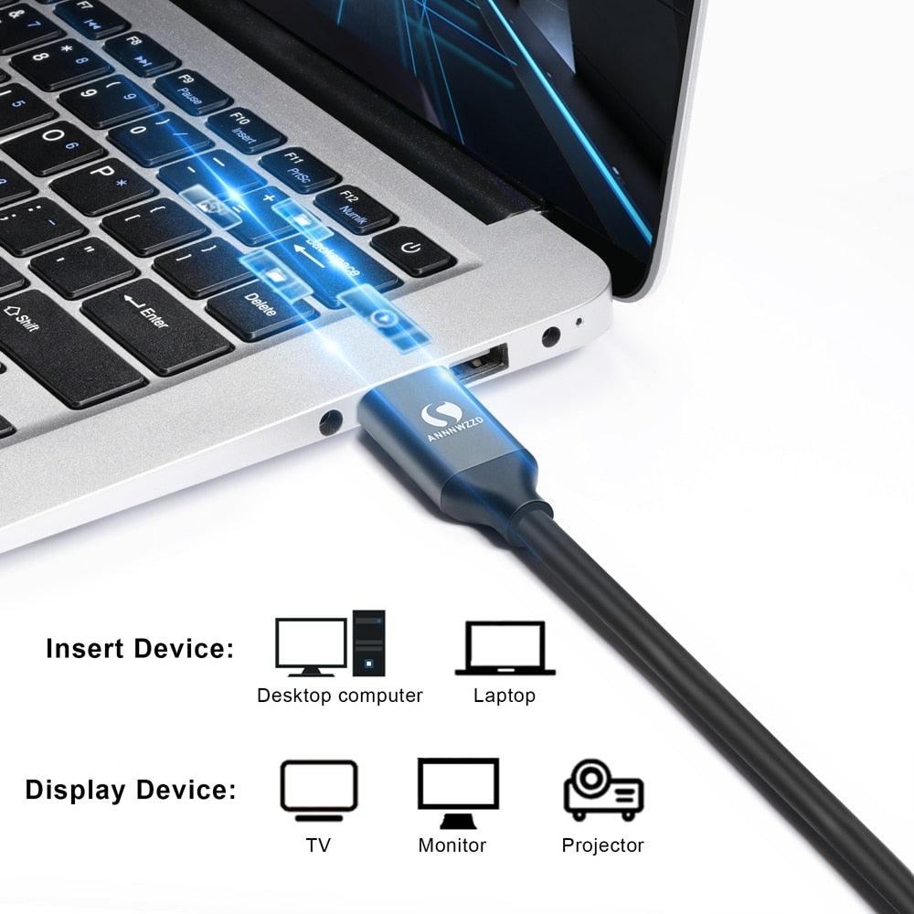 High Speed 32.4Gbps Slim And Flexible 1.4 8K 4K HDR 60Hz DisplayPort Cable Adapter For Video PC Laptop TV Monitor Stevvex