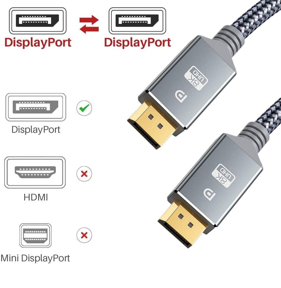 High Speed Display Port TV Cable Audio 8K Video Cable Compatible For PC And Laptop Portable Projector DP1.2 DP1.4 Lightweight Cable Stevvex
