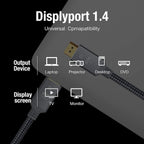 High Speed Display Port TV Cable Audio 8K Video Cable Compatible For PC And Laptop Portable Projector DP1.2 DP1.4 Lightweight Cable Stevvex