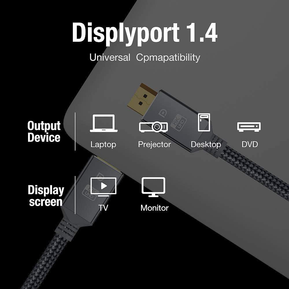 High Speed Display Port TV Cable Audio 8K Video Cable Compatible For PC And Laptop Portable Projector DP1.2 DP1.4 Lightweight Cable Stevvex