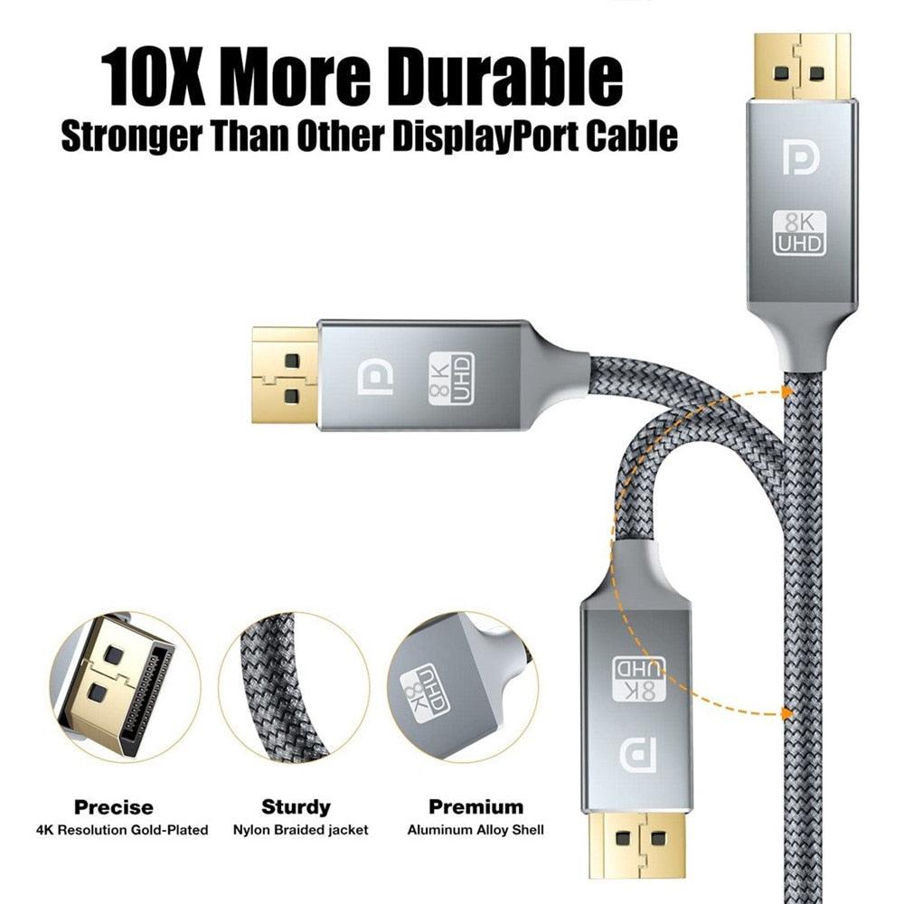 High Speed Display Port TV Cable Audio 8K Video Cable Compatible For PC And Laptop Portable Projector DP1.2 DP1.4 Lightweight Cable Stevvex