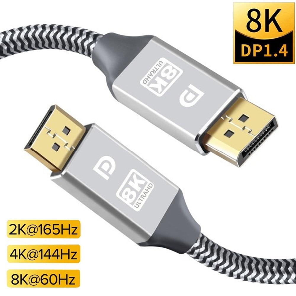 High Speed Display Port TV Cable Audio 8K Video Cable Compatible For PC And Laptop Portable Projector DP1.2 DP1.4 Lightweight Cable Stevvex