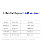 High Speed HDMI Cable 2.0 4K 1080P 3D Video Audio Cable Ultra High Speed Gold Plated Connectors HDMI 4K HD For TV Gaming Console Stevvex