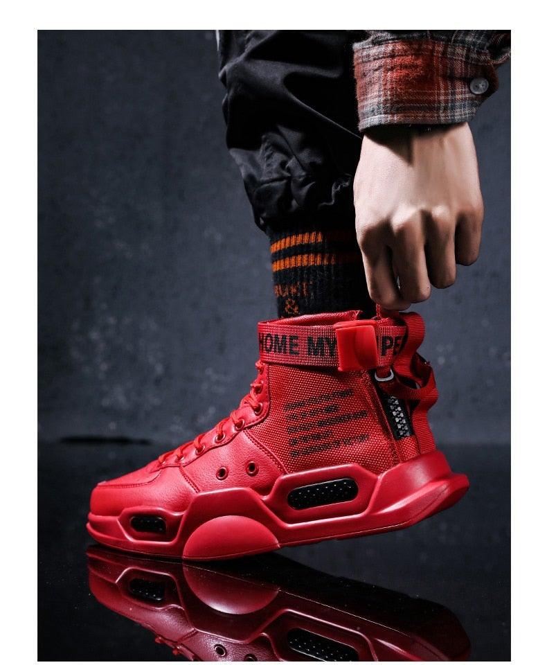 High Top Red Bottom Trend Sneakers For Men Hip Hop Casual Men's Sport High Quality Sneakers Breathable Lightweight Red Basketball Luxury Fashion Running Sneakers Stevvex