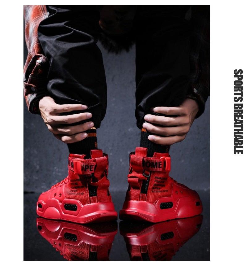 High Top Red Bottom Trend Sneakers For Men Hip Hop Casual Men's Sport High Quality Sneakers Breathable Lightweight Red Basketball Luxury Fashion Running Sneakers Stevvex