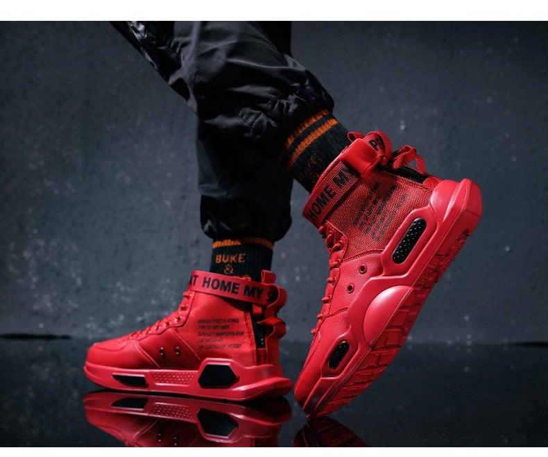 High Top Red Bottom Trend Sneakers For Men Hip Hop Casual Men's Sport High Quality Sneakers Breathable Lightweight Red Basketball Luxury Fashion Running Sneakers Stevvex