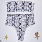 High Waist Bikini Black Swimwear Women Swimsuit High Leg Bikinis Set Women High Waist Bandeau Bikini Set Strapless 2 Piece Bathing Suit Swimsuits Tie Wrap Swimsuits Swimming for Bathing Suit Woman Swimsuits Stevvex