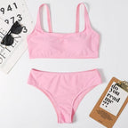 High Waist Bikini Black Swimwear Women Swimsuit High Leg Bikinis Set Women High Waist Bandeau Bikini Set Strapless 2 Piece Bathing Suit Swimsuits Tie Wrap Swimsuits Swimming for Bathing Suit Woman Swimsuits Stevvex