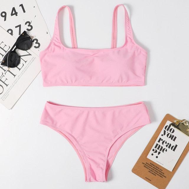 High Waist Bikini Black Swimwear Women Swimsuit High Leg Bikinis Set Women High Waist Bandeau Bikini Set Strapless 2 Piece Bathing Suit Swimsuits Tie Wrap Swimsuits Swimming for Bathing Suit Woman Swimsuits Stevvex