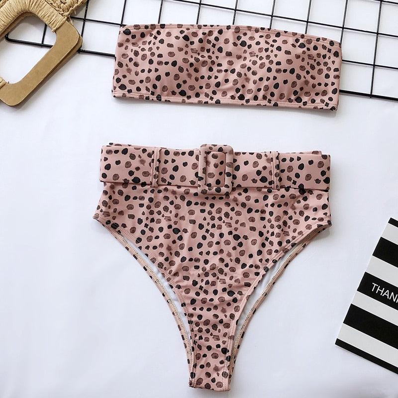 High Waist Bikini Black Swimwear Women Swimsuit High Leg Bikinis Set Women High Waist Bandeau Bikini Set Strapless 2 Piece Bathing Suit Swimsuits Tie Wrap Swimsuits Swimming for Bathing Suit Woman Swimsuits Stevvex