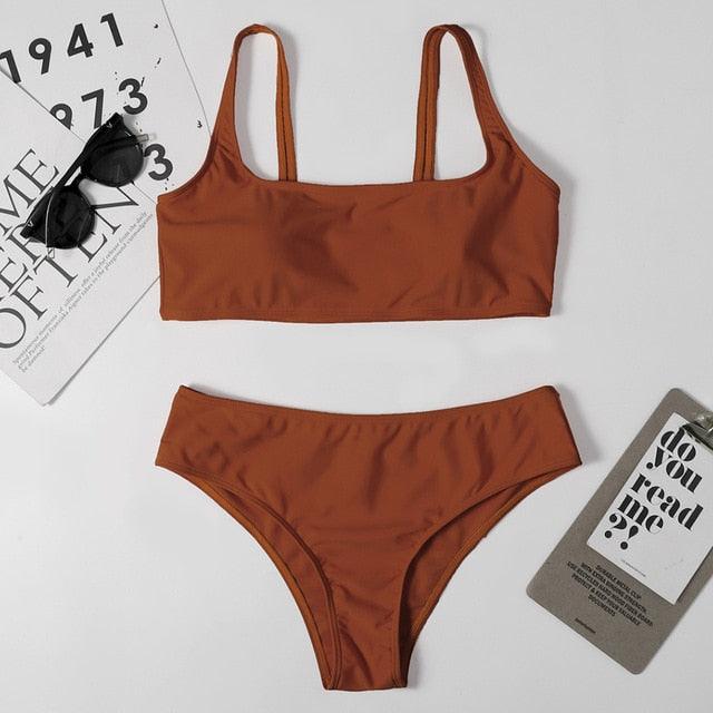 High Waist Bikini Black Swimwear Women Swimsuit High Leg Bikinis Set Women High Waist Bandeau Bikini Set Strapless 2 Piece Bathing Suit Swimsuits Tie Wrap Swimsuits Swimming for Bathing Suit Woman Swimsuits Stevvex