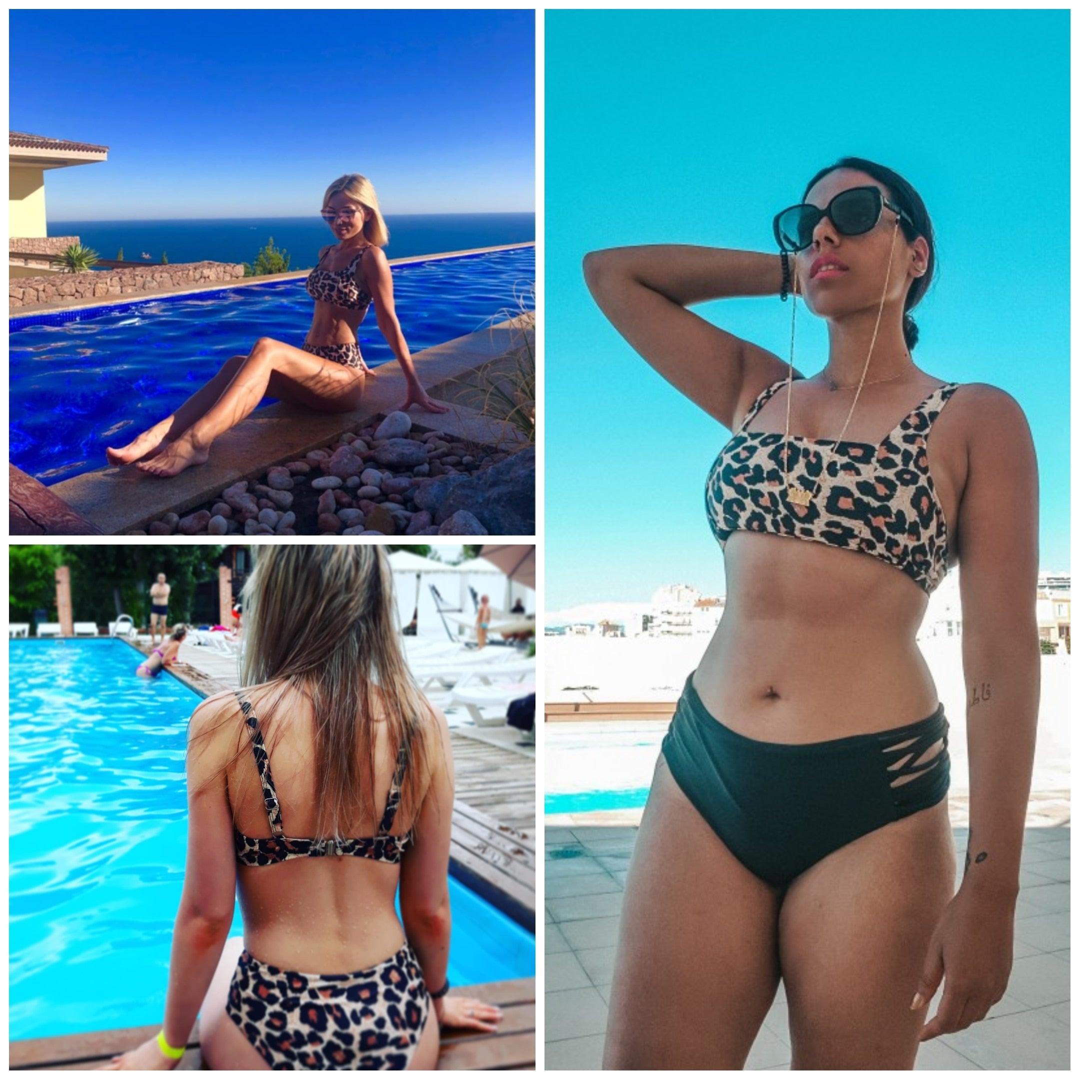 High Waist Bikini Leopard Bikini Women Push Up Swimsuit Women's Leopard Print Swimsuits High Waist Bikini Set 2 Piece Bathing Suits Women Printed Swimwear Tie Dye Summer Swim Beachwear Stevvex