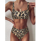 High Waist Bikini Leopard Bikini Women Push Up Swimsuit Women's Leopard Print Swimsuits High Waist Bikini Set 2 Piece Bathing Suits Women Printed Swimwear Tie Dye Summer Swim Beachwear Stevvex