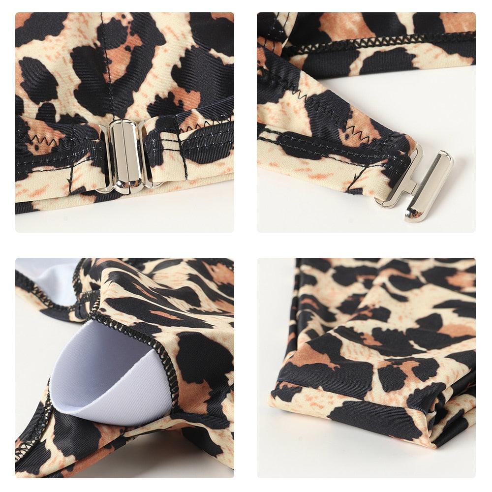 High Waist Bikini Leopard Bikini Women Push Up Swimsuit Women's Leopard Print Swimsuits High Waist Bikini Set 2 Piece Bathing Suits Women Printed Swimwear Tie Dye Summer Swim Beachwear Stevvex
