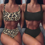 High Waist Bikini Leopard Bikini Women Push Up Swimsuit Women's Leopard Print Swimsuits High Waist Bikini Set 2 Piece Bathing Suits Women Printed Swimwear Tie Dye Summer Swim Beachwear Stevvex