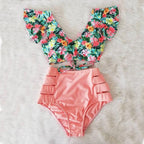 High Waist Bikini Ruffle Swimwear Women Print Swimsuit Push Up Bikinis Plus Size Bathing Suits Floral Beach Wear Bikini Swimsuits for Teen Girls Stevvex