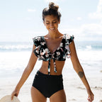 High Waist Bikini Ruffle Swimwear Women Print Swimsuit Push Up Bikinis Plus Size Bathing Suits Floral Beach Wear Bikini Swimsuits for Teen Girls Stevvex