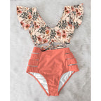 High Waist Bikini Ruffle Swimwear Women Print Swimsuit Push Up Bikinis Plus Size Bathing Suits Floral Beach Wear Bikini Swimsuits for Teen Girls Stevvex