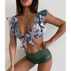 High Waist Bikini Ruffle Swimwear Women Print Swimsuit Push Up Bikinis Plus Size Bathing Suits Floral Beach Wear Bikini Swimsuits for Teen Girls Stevvex