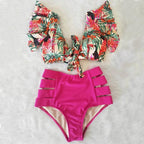 High Waist Bikini Ruffle Swimwear Women Print Swimsuit Push Up Bikinis Plus Size Bathing Suits Floral Beach Wear Bikini Swimsuits for Teen Girls Stevvex