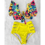 High Waist Bikini Ruffle Swimwear Women Print Swimsuit Push Up Bikinis Plus Size Bathing Suits Floral Beach Wear Bikini Swimsuits for Teen Girls Stevvex
