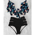 High Waist Bikini Ruffle Swimwear Women Print Swimsuit Push Up Bikinis Plus Size Bathing Suits Floral Beach Wear Bikini Swimsuits for Teen Girls Stevvex