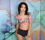 High Waist Bikini Ruffle Swimwear Women Print Swimsuit Push Up Bikinis Plus Size Bathing Suits Floral Beach Wear Bikini Swimsuits for Teen Girls Stevvex