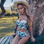 High Waist Bikini Set Push Up Bandage Bikini Swimwear Women Two Pieces Swimsuit Strappy Women High Waist Bikini Set Athletic Two Piece Swimsuit Sporty Scoop Neck Bathing Suit For Teen Girls With Shorts Stevvex
