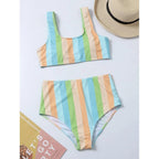 High Waist Bikini Striped Swimsuit Women Swimwear Women's Bathing Suit Triangle Bikini Low Waist Two Piece Swimsuit Female Push up Bikini Set Swimming Wear for Bathing Suit Swimsuits Stevvex