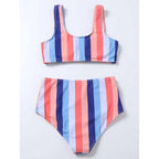 High Waist Bikini Striped Swimsuit Women Swimwear Women's Bathing Suit Triangle Bikini Low Waist Two Piece Swimsuit Female Push up Bikini Set Swimming Wear for Bathing Suit Swimsuits Stevvex
