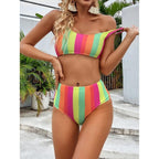 High Waist Bikini Striped Swimsuit Women Swimwear Women's Bathing Suit Triangle Bikini Low Waist Two Piece Swimsuit Female Push up Bikini Set Swimming Wear for Bathing Suit Swimsuits Stevvex