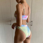 High Waist Bikini Swimsuits Women Push Up Swimwear Ribbed Bathing Suit Strap  Bikinis Set Beachwear High Waist Bathing Suit Full Coverage Two Piece Swimsuit Stevvex