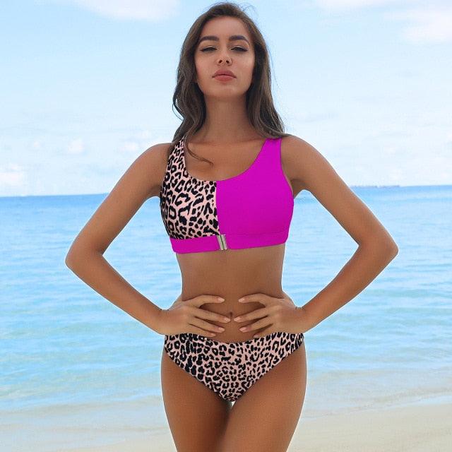High Waist Bikinis Bikini Set Push Up Swimsuit Female Plus Size Swimwear Women Bikini Leopard Bathing Suit Women High Waist String Floral Printed 2 Piece Summer Bathing Suits For Women Stevvex