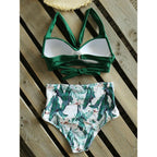 High Waist Bikinis New Halter Swimwear Women Swimsuit Female Bikini Set Print Bathing Suit Summer Two Piece Bikini Swimsuit for Women High Waist Halter Wrap Bathing Suits with Bikini Bottom Stevvex