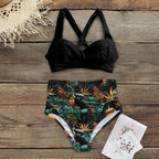 High Waist Bikinis New Halter Swimwear Women Swimsuit Female Bikini Set Print Bathing Suit Summer Two Piece Bikini Swimsuit for Women High Waist Halter Wrap Bathing Suits with Bikini Bottom Stevvex