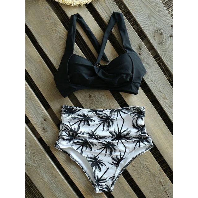 High Waist Bikinis New Halter Swimwear Women Swimsuit Female Bikini Set Print Bathing Suit Summer Two Piece Bikini Swimsuit for Women High Waist Halter Wrap Bathing Suits with Bikini Bottom Stevvex