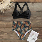 High Waist Bikinis New Halter Swimwear Women Swimsuit Female Bikini Set Print Bathing Suit Summer Two Piece Bikini Swimsuit for Women High Waist Halter Wrap Bathing Suits with Bikini Bottom Stevvex