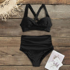High Waist Bikinis New Halter Swimwear Women Swimsuit Female Bikini Set Print Bathing Suit Summer Two Piece Bikini Swimsuit for Women High Waist Halter Wrap Bathing Suits with Bikini Bottom Stevvex