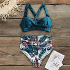 High Waist Bikinis New Halter Swimwear Women Swimsuit Female Bikini Set Print Bathing Suit Summer Two Piece Bikini Swimsuit for Women High Waist Halter Wrap Bathing Suits with Bikini Bottom Stevvex