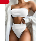 High Waist Bikinis Swimsuits Swimwear Women Black Strapless High Cut Bathing Suit Women  Beachwear Women's Scoop Neck Cut Out Front Lace Up Back High Cut One Piece Swimsuit Stevvex