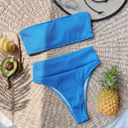 High Waist Bikinis Swimsuits Swimwear Women Black Strapless High Cut Bathing Suit Women  Beachwear Women's Scoop Neck Cut Out Front Lace Up Back High Cut One Piece Swimsuit Stevvex