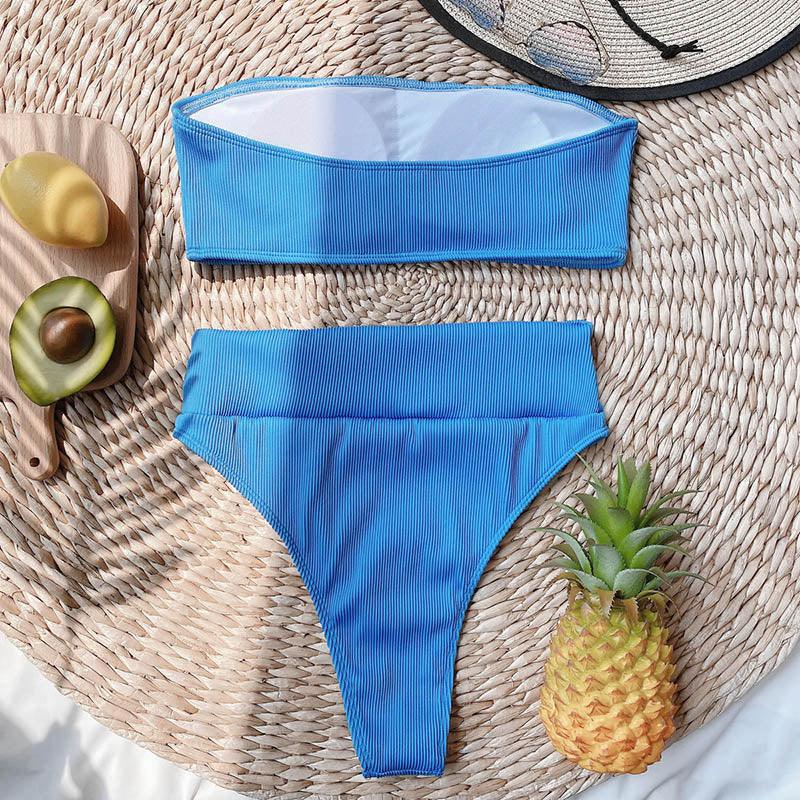High Waist Bikinis Swimsuits Swimwear Women Black Strapless High Cut Bathing Suit Women  Beachwear Women's Scoop Neck Cut Out Front Lace Up Back High Cut One Piece Swimsuit Stevvex