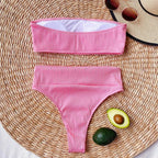 High Waist Bikinis Swimsuits Swimwear Women Black Strapless High Cut Bathing Suit Women  Beachwear Women's Scoop Neck Cut Out Front Lace Up Back High Cut One Piece Swimsuit Stevvex