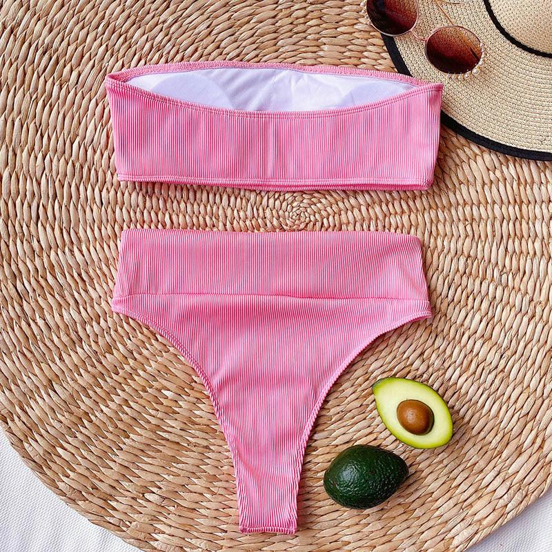 High Waist Bikinis Swimsuits Swimwear Women Black Strapless High Cut Bathing Suit Women  Beachwear Women's Scoop Neck Cut Out Front Lace Up Back High Cut One Piece Swimsuit Stevvex