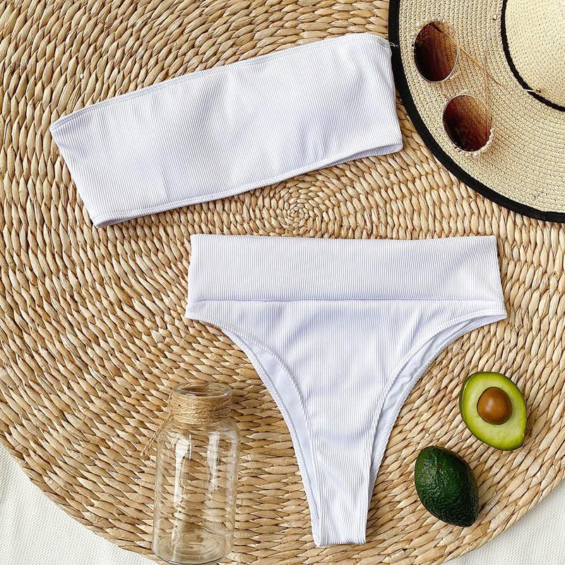 High Waist Bikinis Swimsuits Swimwear Women Black Strapless High Cut Bathing Suit Women  Beachwear Women's Scoop Neck Cut Out Front Lace Up Back High Cut One Piece Swimsuit Stevvex