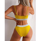 High Waist Bikinis Swimwear Women Push Up Swimsuits Solid High Waist Bikini Sets Sporty Two Pieces Swimsuit Scoop Neck Bathing Suits for Women Ribbed Bathing Suits High Cut Summer Beachwear Stevvex