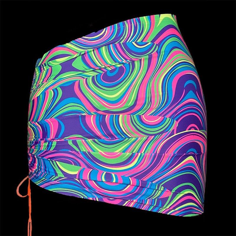 High Waist Mesh Skirt Swimsuit Triangle Micro Bikini Set 3-Piece High Cut Swimwear Women's Bikini Swimsuits With Wrap Skirt, 3 Pieces Strings High Cut Bikini Set Bathing Suits Women Vintage Print Bathing Suit Stevvex