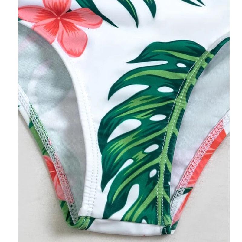 High-Waist Swimwear Set Summer Floral Print Bikini Swimsuit Beachwear Women  Push-Up Bathing Suit Tie Dye 3 Pieces Strings High Cut Bikini Set Bathing Suits Stevvex