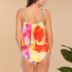 High Waist Swimwear Women Bikinis Swimsuit Leaf Print Bathing Suits Ruffle Tropical Beachwear Plus Size Two Piece Sport Halter Bikini Swimsuit Ruffles  Printed Swimwear Quick Dry Bathing Suit Set Beachwear Stevvex